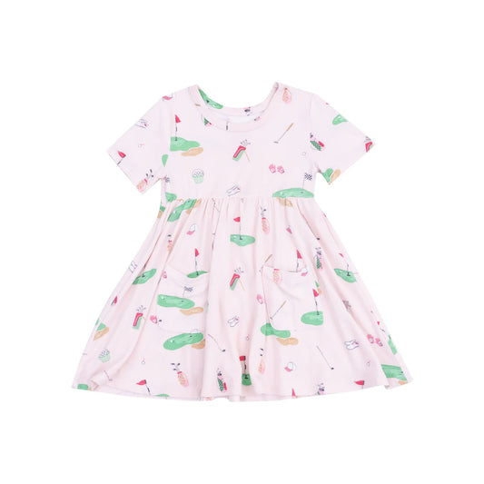 Pink Golf Things Twirl Dress