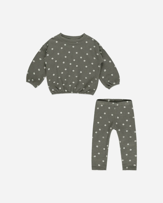 Forest Polka Dot Spongey Knit Set