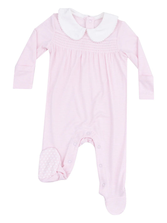 Stripe Pink Peter Pan Collar Footie