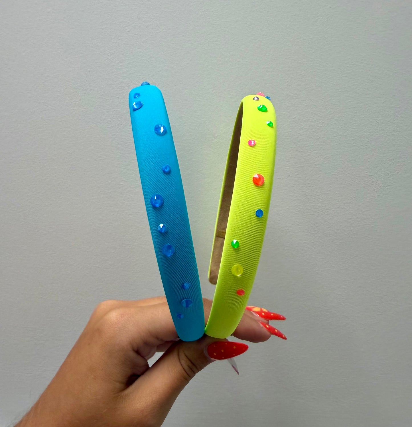 Thin Neon Crystal Satin Headband