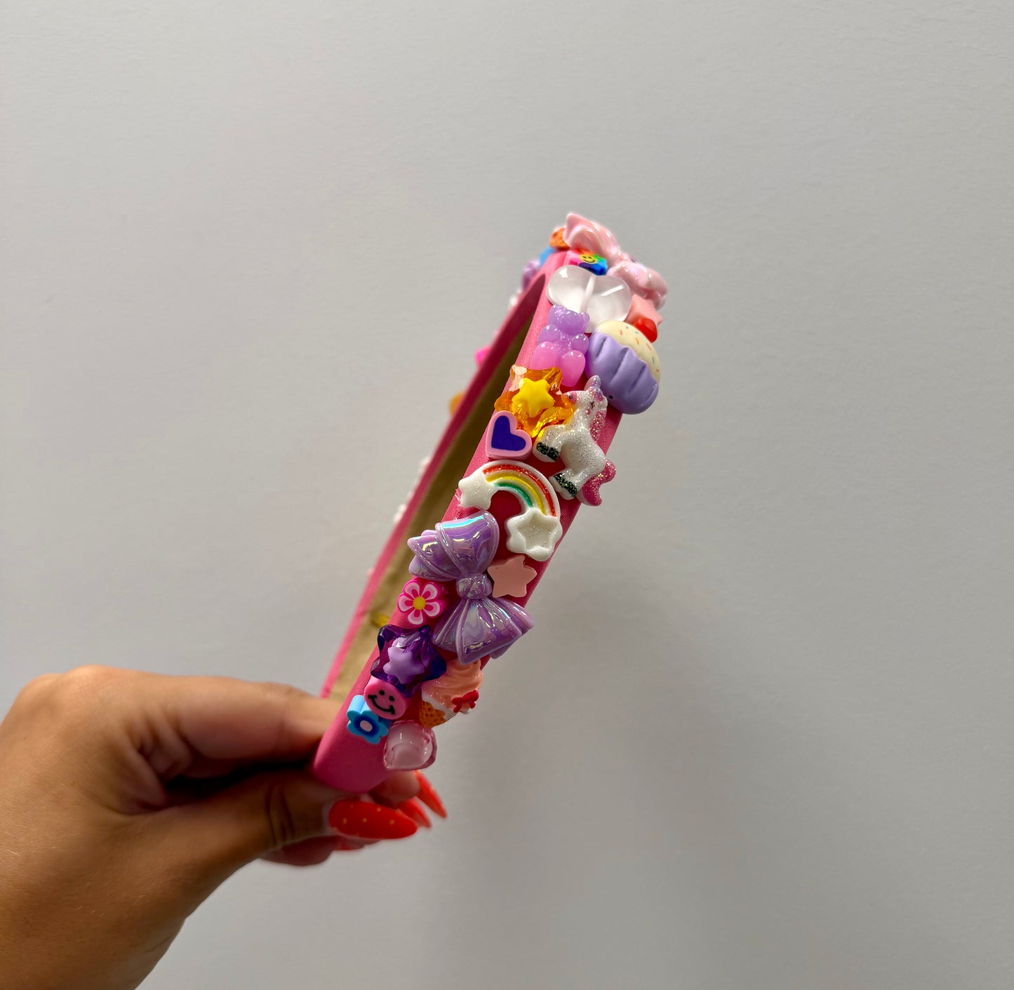 Pink Fun Charm Satin Headband