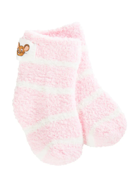 Fuzzy Pink Stripe Socks