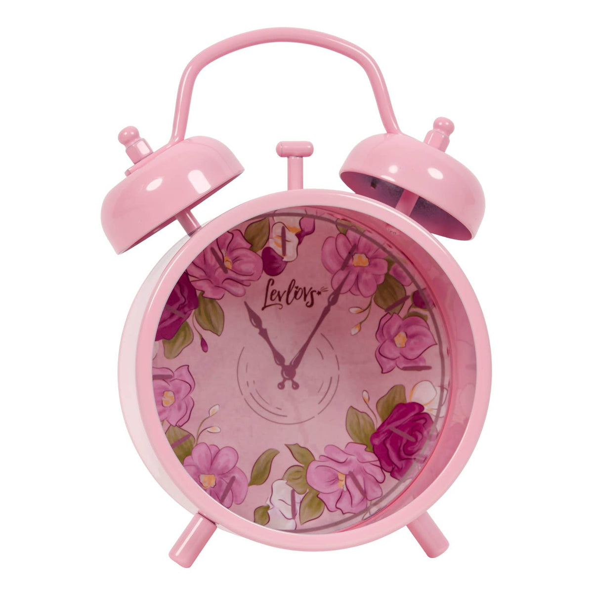Levlovs Twin Bell Alarm Clock in Pink, Whimsical Doll and Nursery Decor