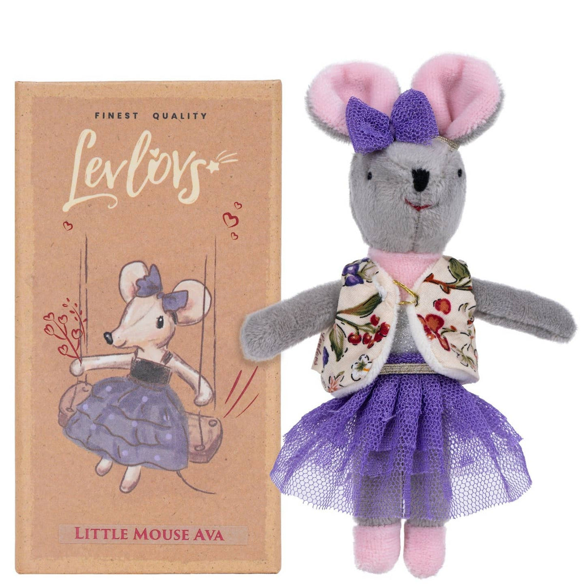 Levlovs Mouse Ava Plush Mouse in a Box with Tutu and Bow