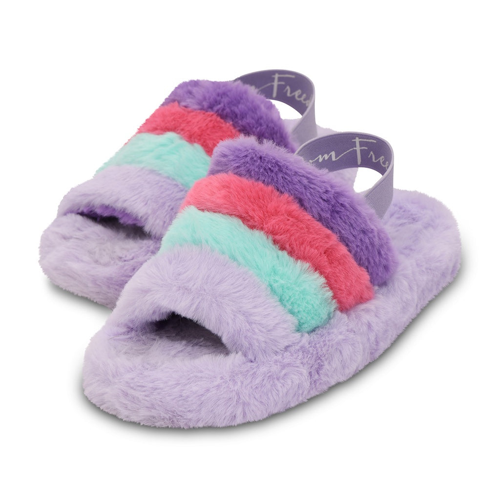 Purple Pink & Blue Furry Slipper