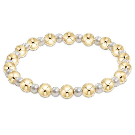 Pearl Grateful Pattern 4mm Bead Bracelet - Gold