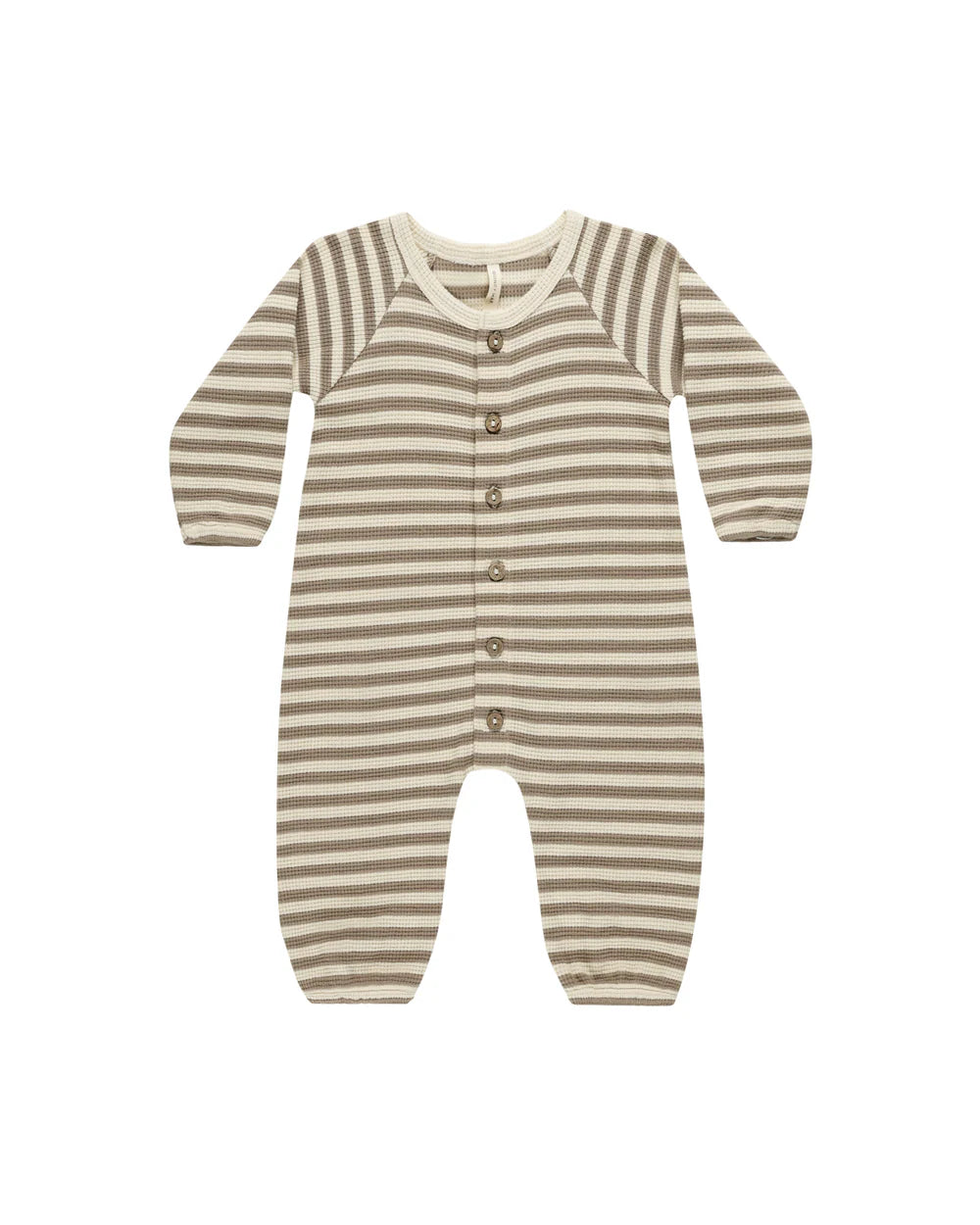 Olive Stripe Waffle L/S Jumpsuit