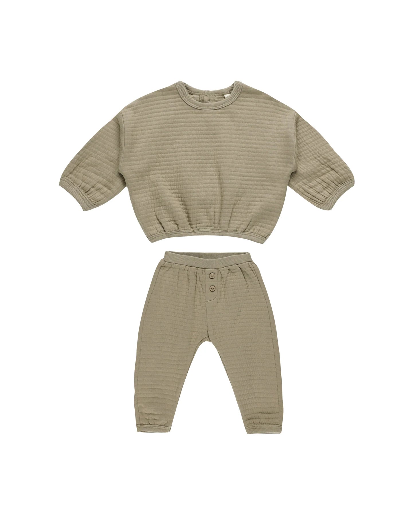 Olive Textured Sweat Set