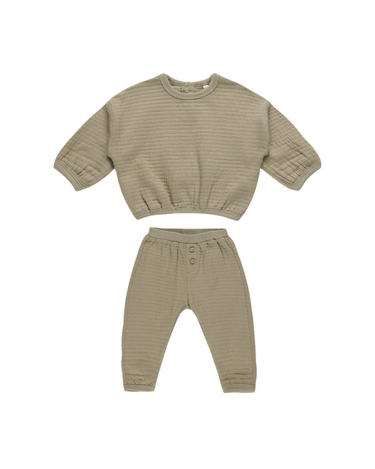 Olive Textured Sweat Set