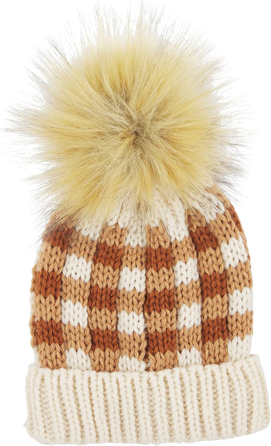 Orange Ging Pom Pom Hat