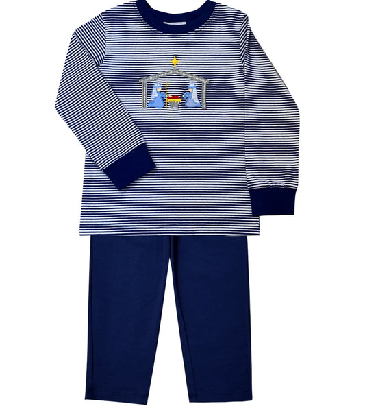 Navy Nativity Boy Pant Set