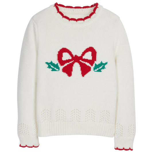 Holly Bow Pointelle Sweater