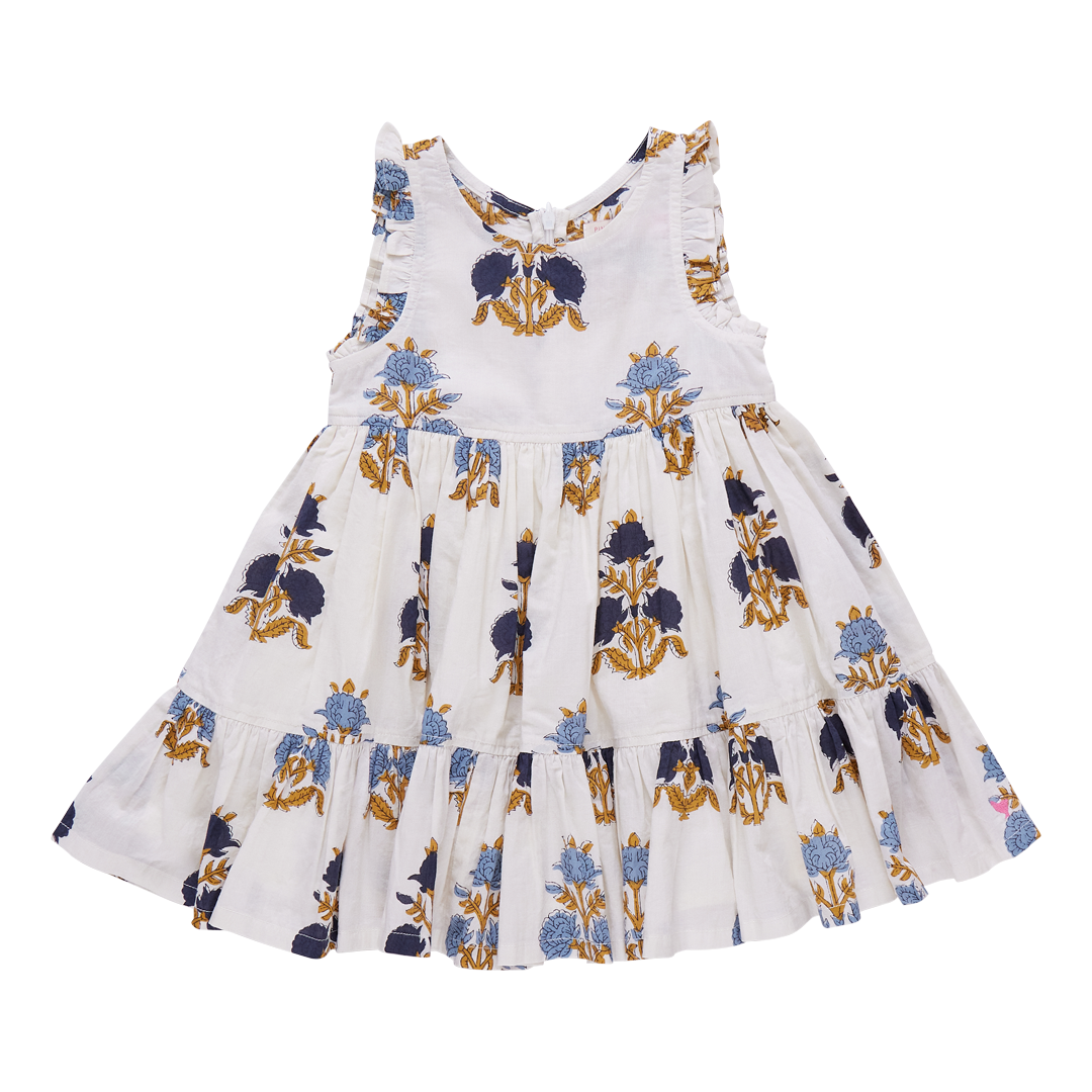 White Flowerette Kelsey Dress