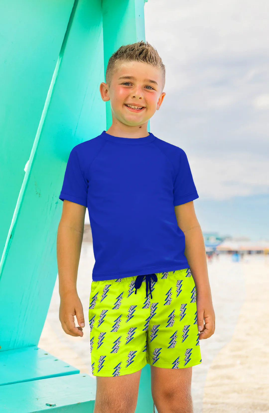 Dylan Boys Lightning Bolt Print Board Shorts
