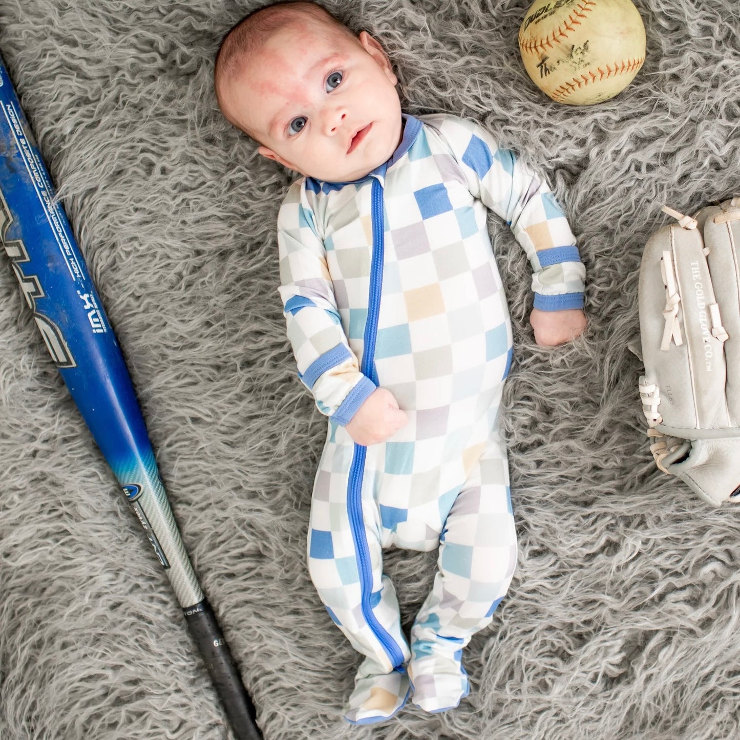 Blue Checkers Footie