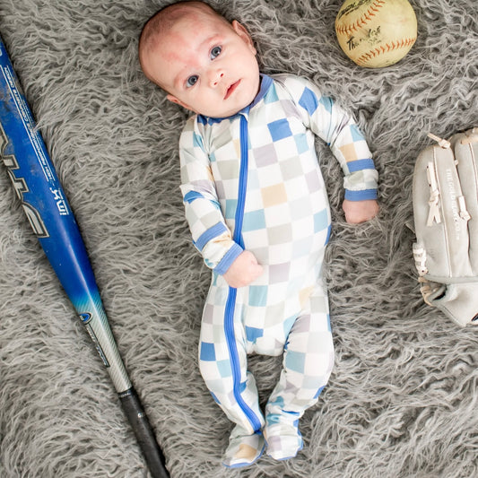 Blue Checkers Footie