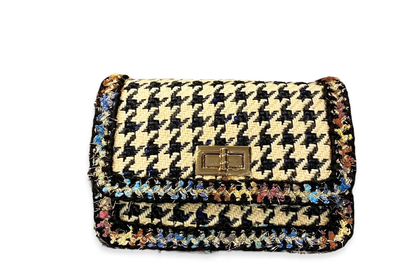 Blue & Beige Houndstooth Purse