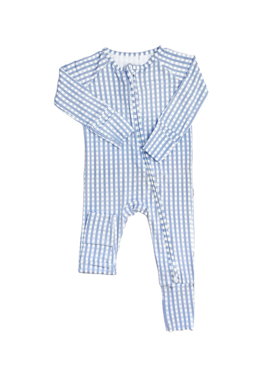 French Blue Gingham Convertible Footie
