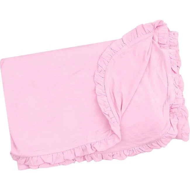 Nose gray Pink Ruffle Receiving Blanket