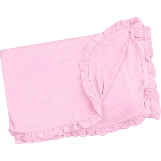 Nose gray Pink Ruffle Receiving Blanket