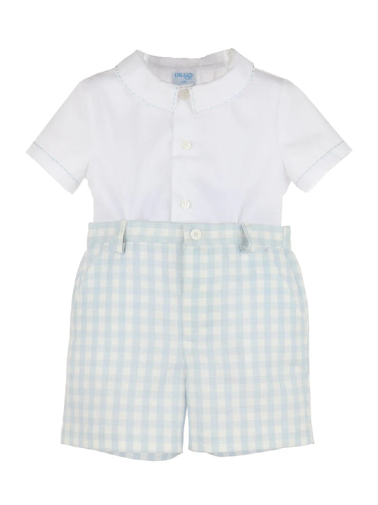 Blue Checker Short Set