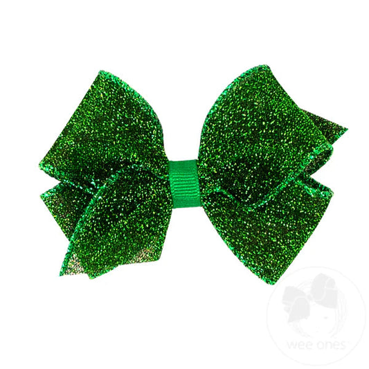 XS Sparkle Glimmer Textured Bow - Green