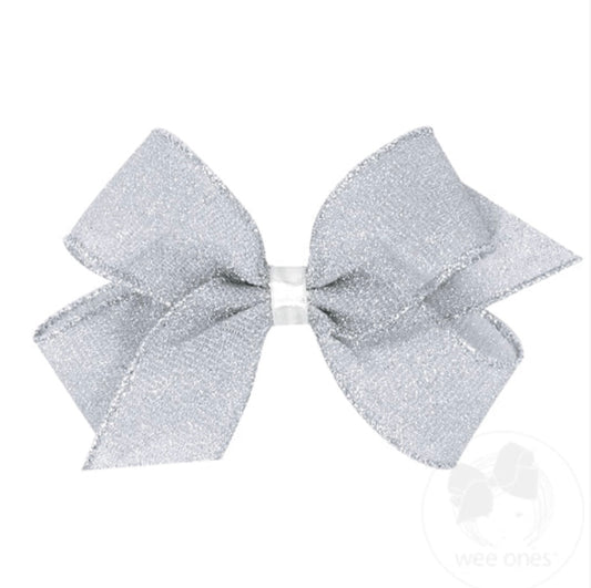 XS Sparkle Glimmer Textured Bow Silver