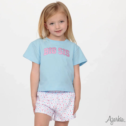 Big Sis Glitter Light Blue Boxy Tee