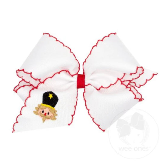 King Red/White Nutcracker Embroidered Bow