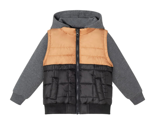 Black & Cognac Puffer Jacket