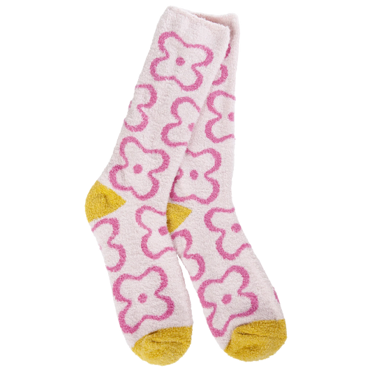 Flower Pink Cozy Cali Crew Sock