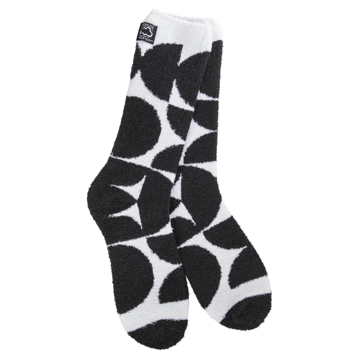 Geo Black & White Cozy Cali Crew Socks