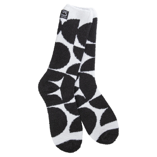 Geo Black & White Cozy Cali Crew Socks