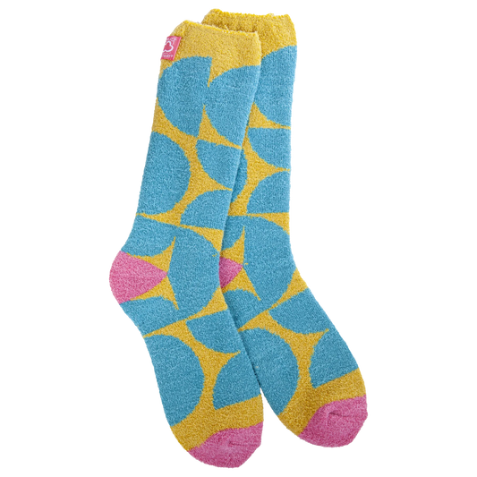 Geo Mustard & Blue Cozy Cali Socks