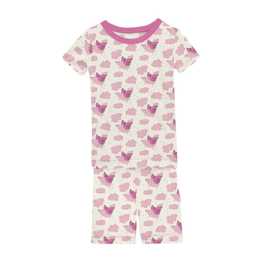 Natural Flying Pigs Pajama Short Set