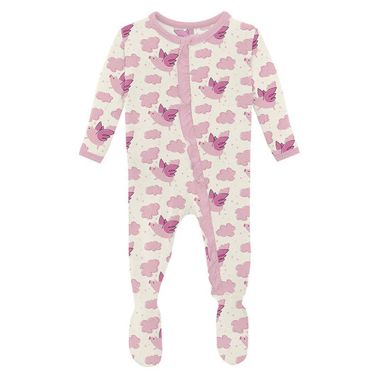 Natural Flying Pigs Zipper Footie