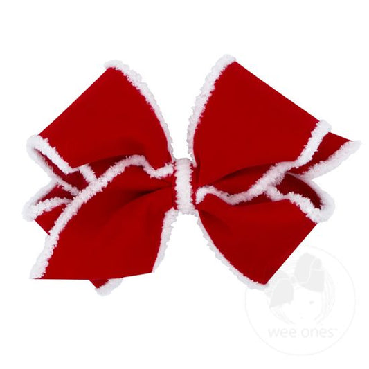 Red Velvet Bow w Faux Fur Edge