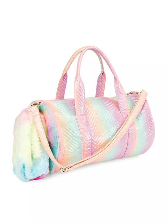 Quilted Chevron Faux Fur Duffle