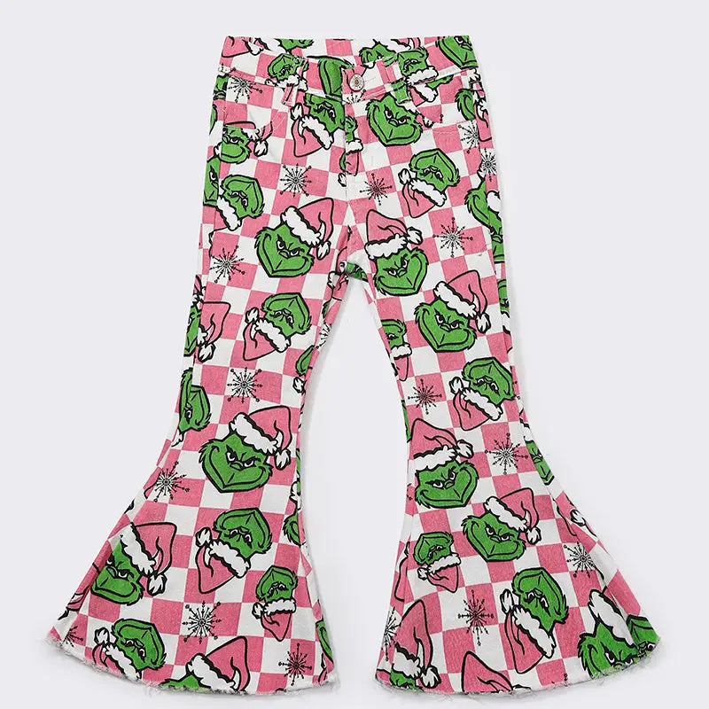 Pink Checkered Grinch Jeans