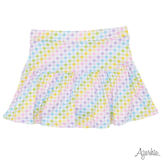 Check Rainbow Gathered Skort