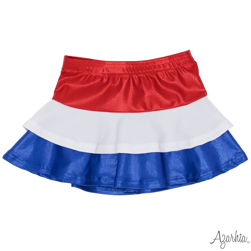 Red, White, & Blue Shimmer Ruffle Skort