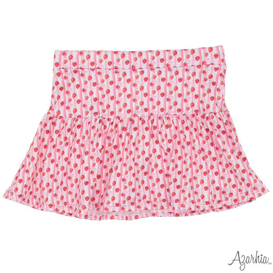 Watercolor Strawberries Gathered Skort