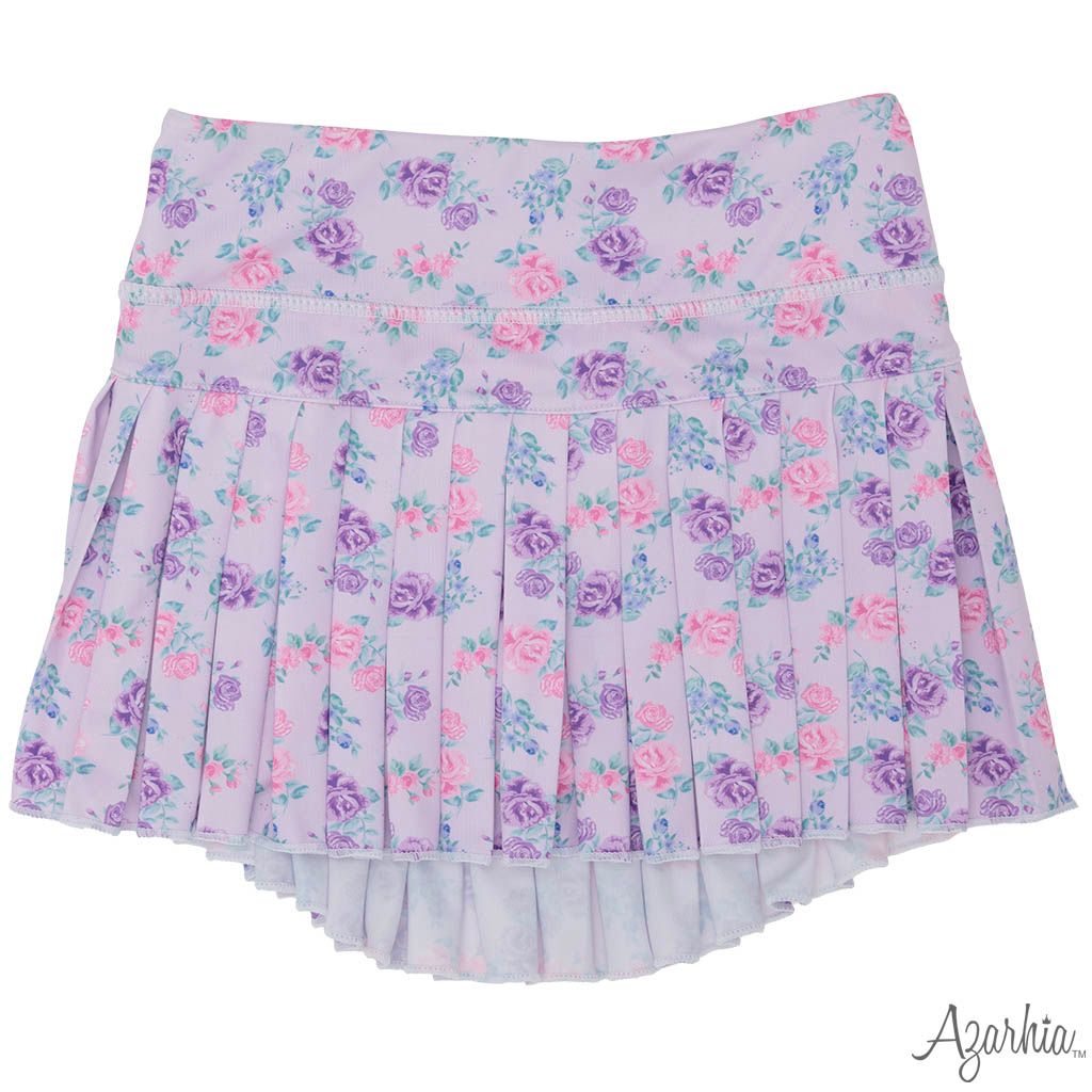Grand Lavender Roses Mini Pleated Skort