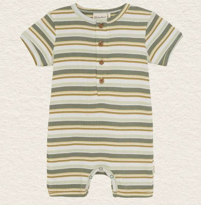 Green & Tan Striped Romper