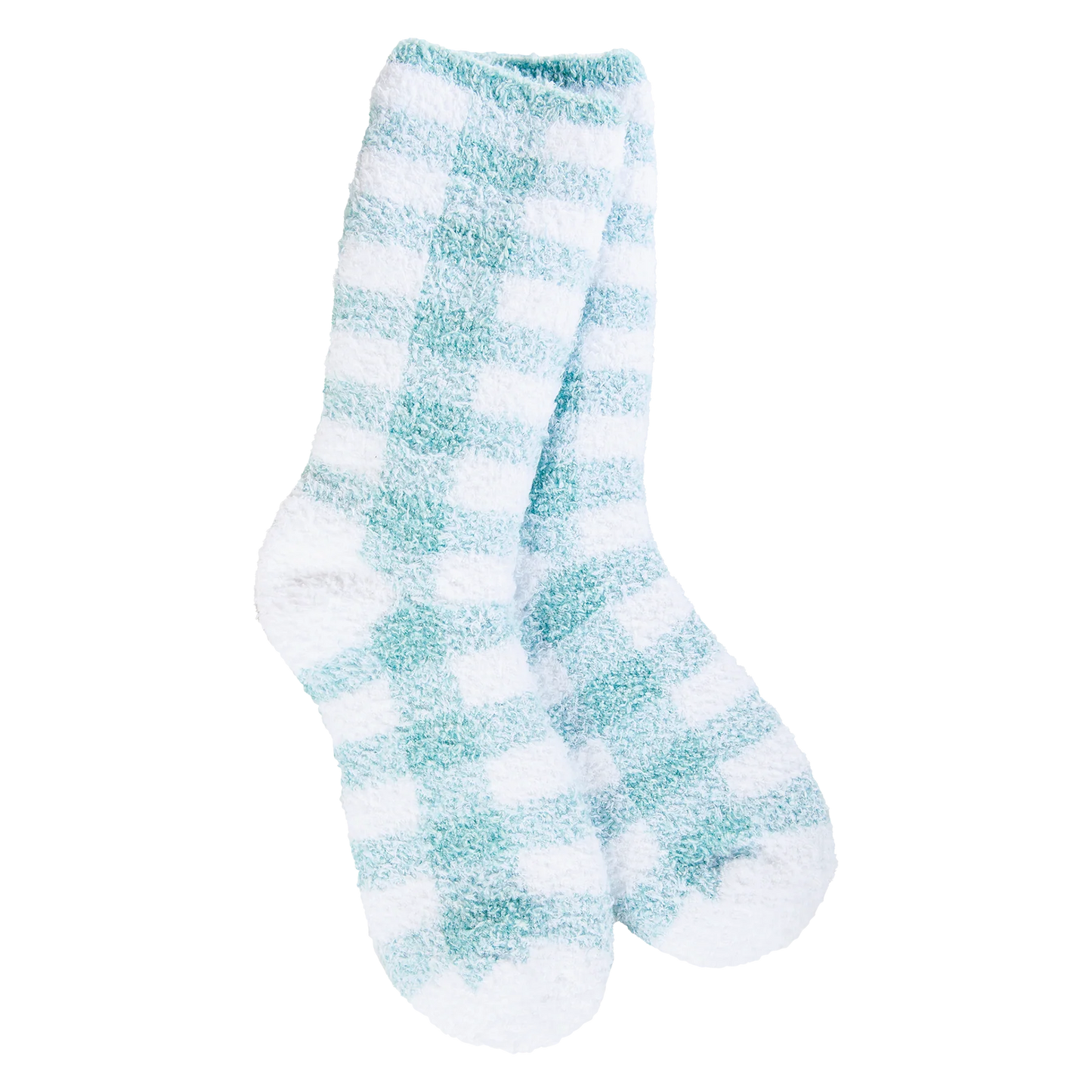 Turquoise Check Fuzzy Socks