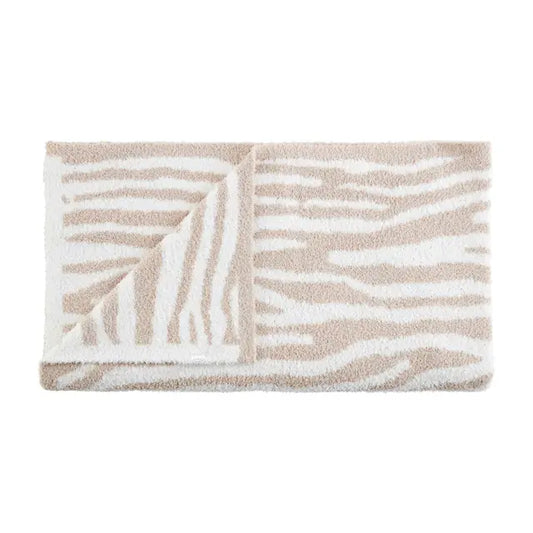 Tan Zebra Print Chenille Blanket