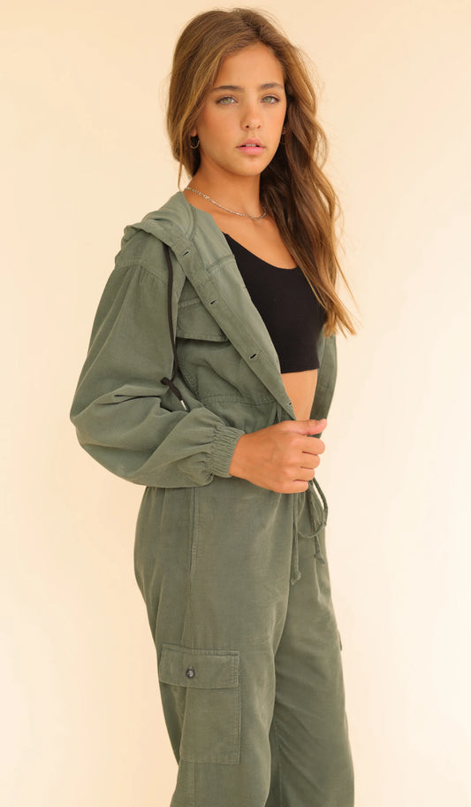 Olive Corduroy Cropped Jacket