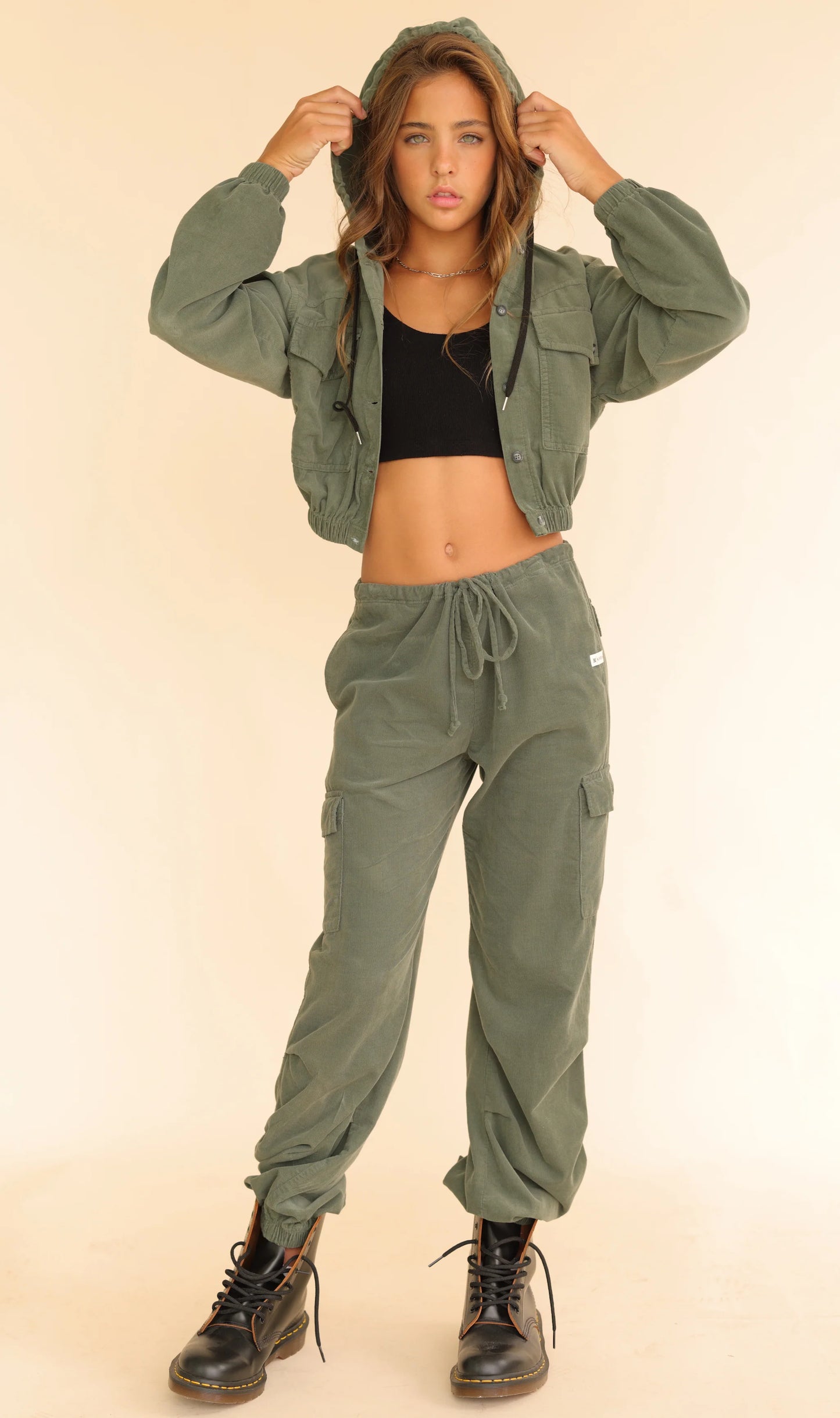 Olive Corduroy Cropped Jacket