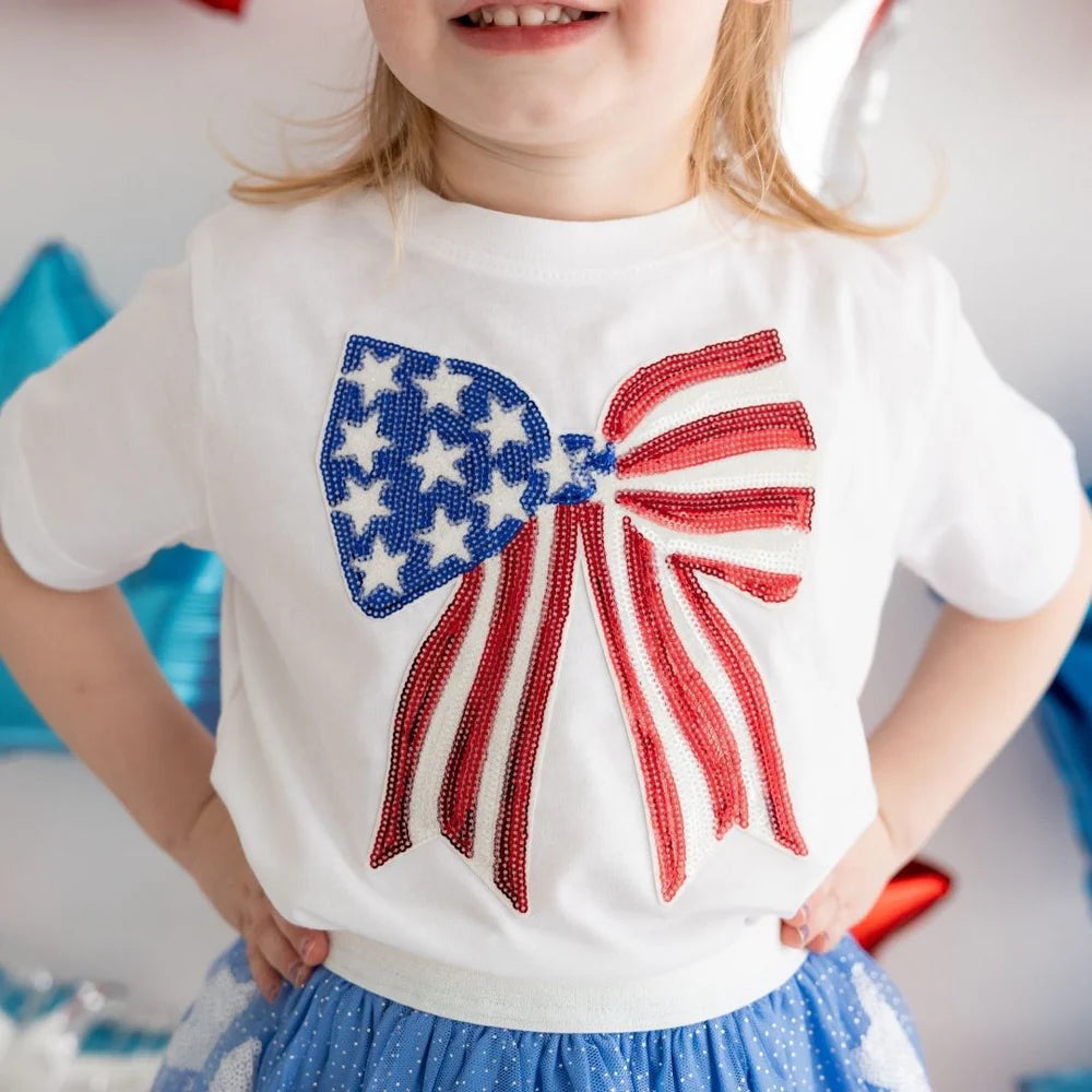 Patriotic Sequin Bow Patch Tee