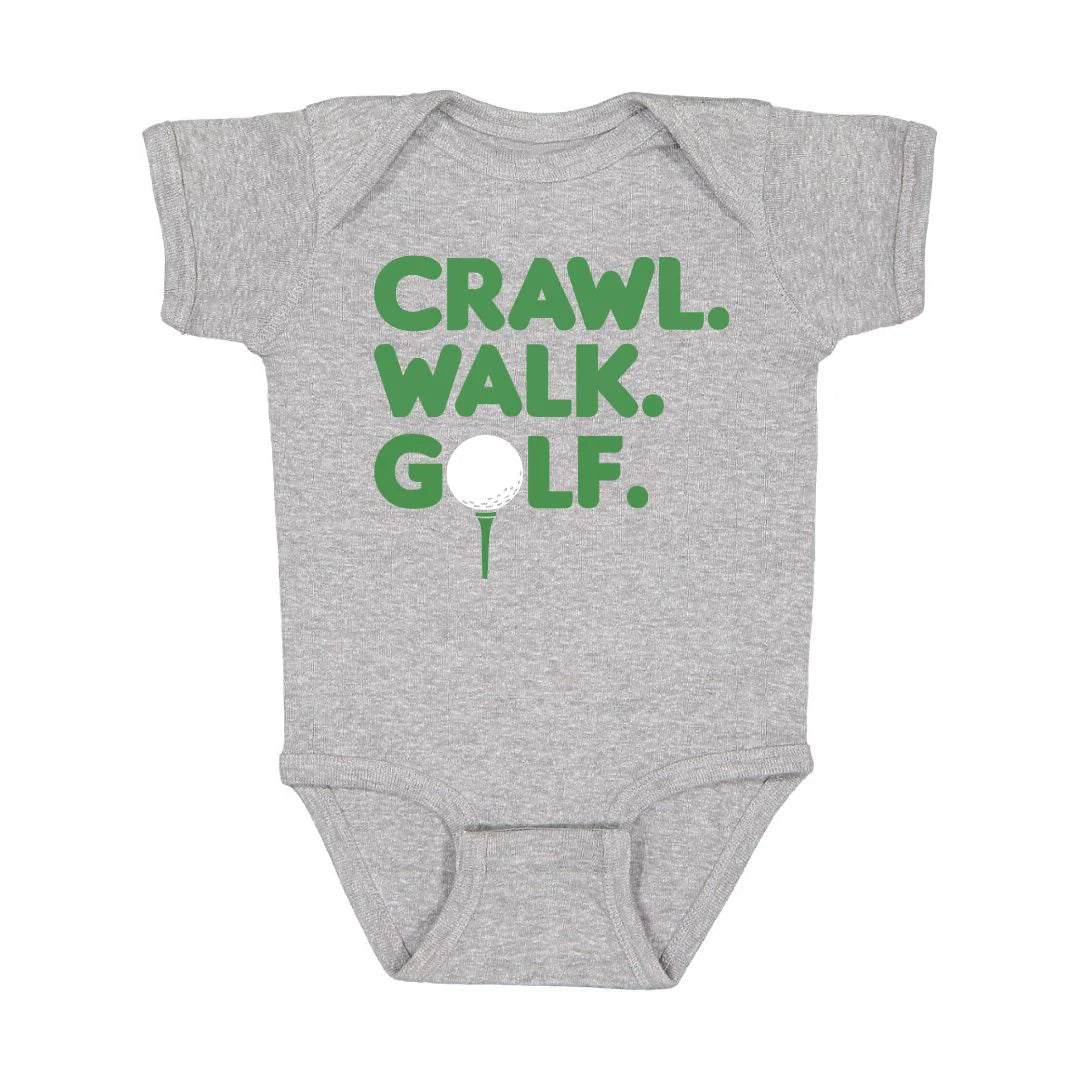 Crawl, Walk, Golf Gray Bodysuit